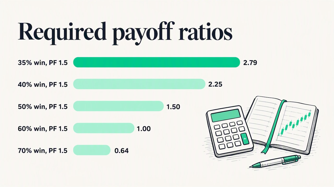 Profit factor vs. win rate — overview diagram